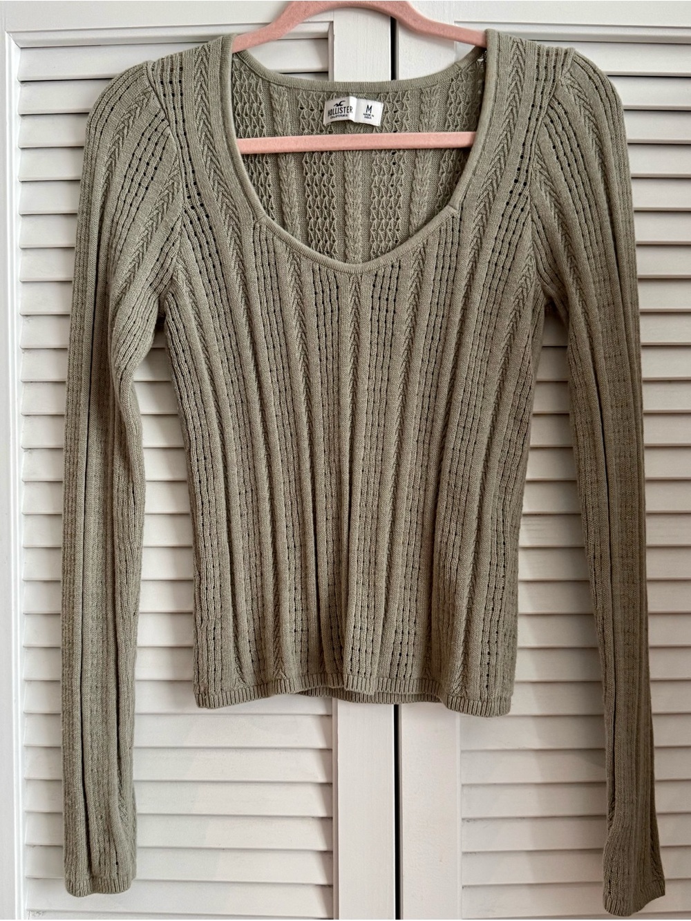Hollister Sage Green Knit Scoop-Neck Top
